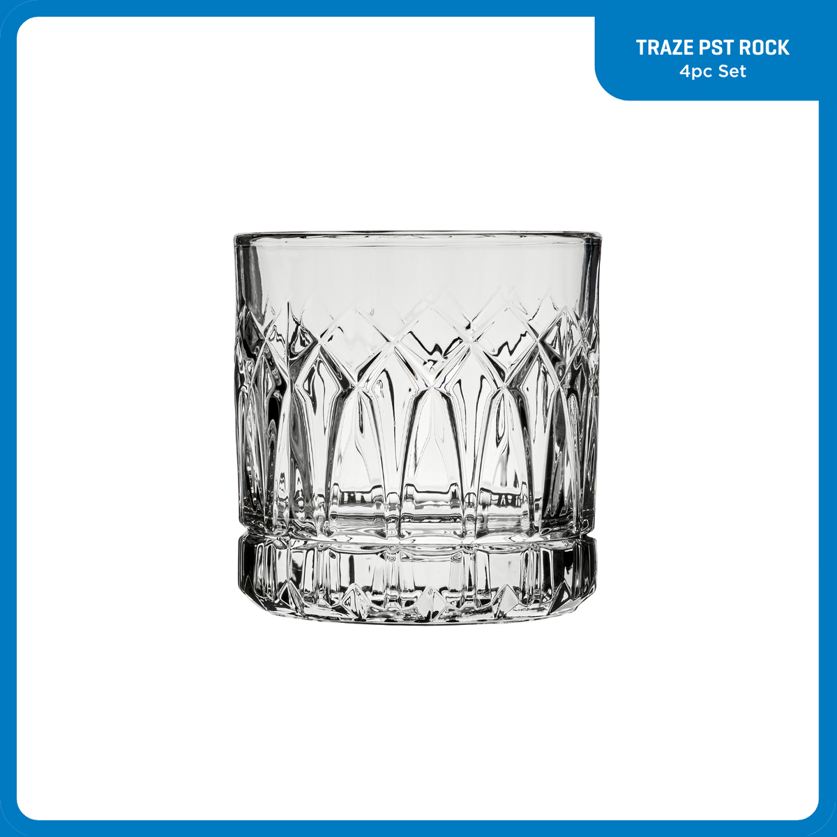 Ocean Glass Traze PST Rocks Glasses (4-Pieces), 12-ounce, Dishwasher Safe