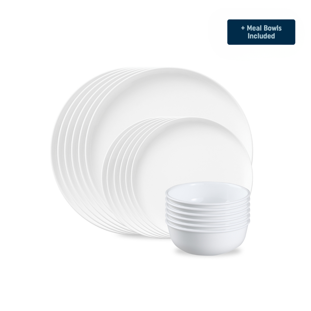 Corelle® Modern Rounds Dinnerware Set – Service for 6 + Meal Bowls