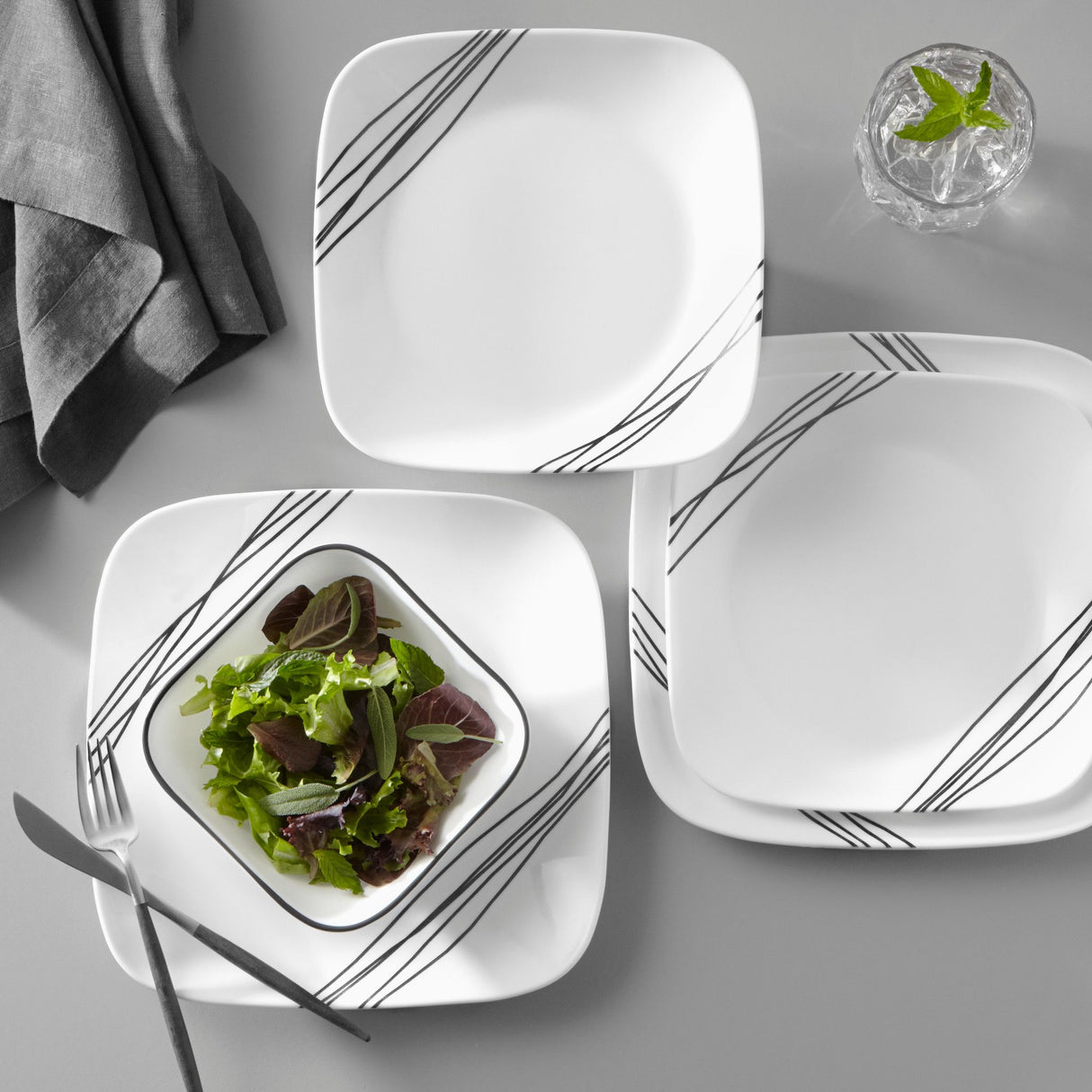 Square Simple Sketch 18-pc Dinnerware Set on the table