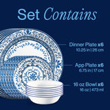 Corelle® Portofino 18-piece Dinnerware Set, Service for 6