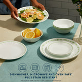 Spring Blossom Green set with text dishwasher, microwave & oven safe plus stain resistant