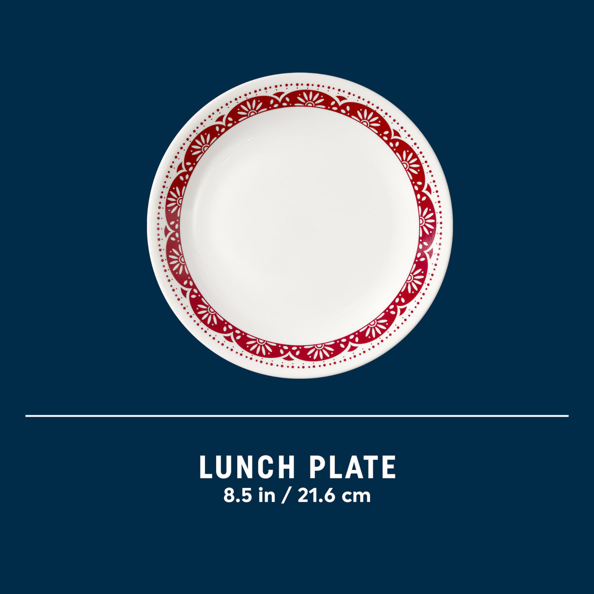 image of Sadie lunch plate with dimension 8.5" shown