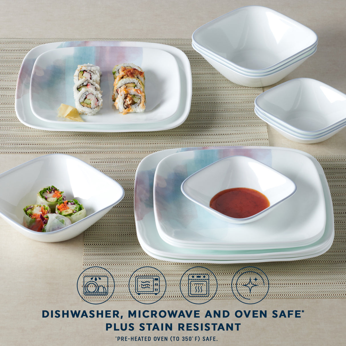 Aquarello dishwasher, microwave and oven safe plus stain resistant 