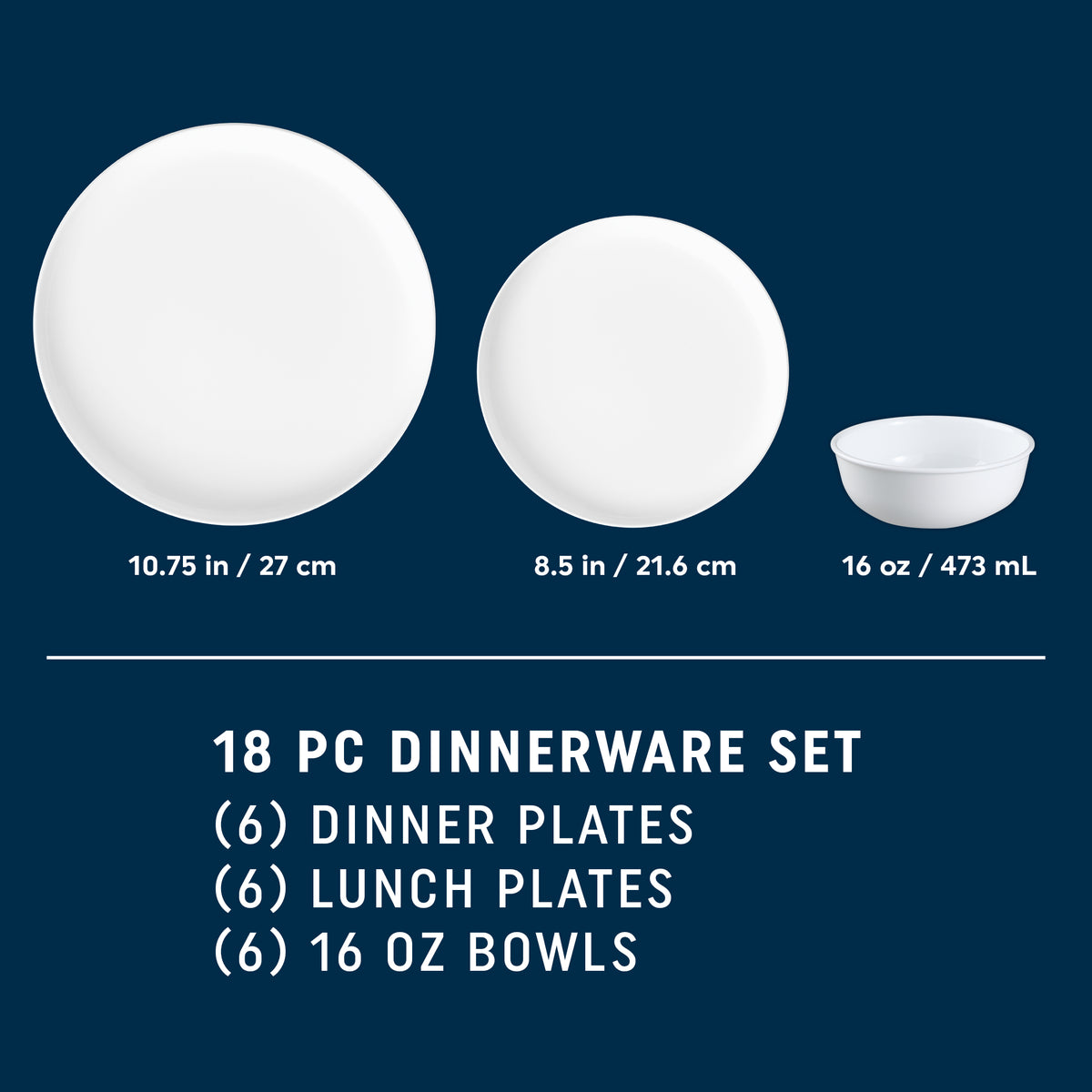 Corelle® Modern Rounds Dinnerware Set – Service for 6 + Meal Bowls