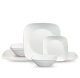 Pure White Square 12-piece Dinnerware Set, Service for 4 