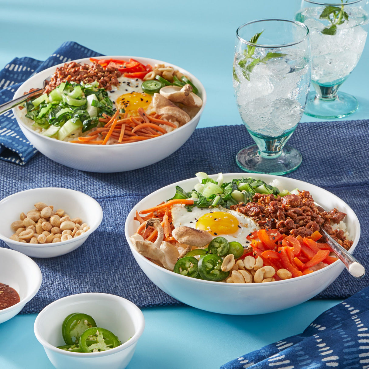  Meal bowl with salad ingredients including egg
