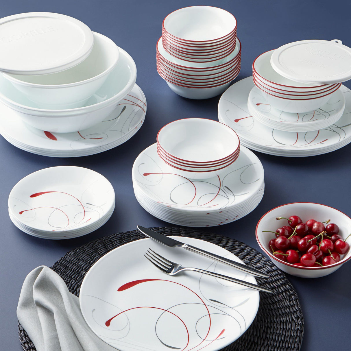  Splendor 78-pc Dinnerware Set stacked on table