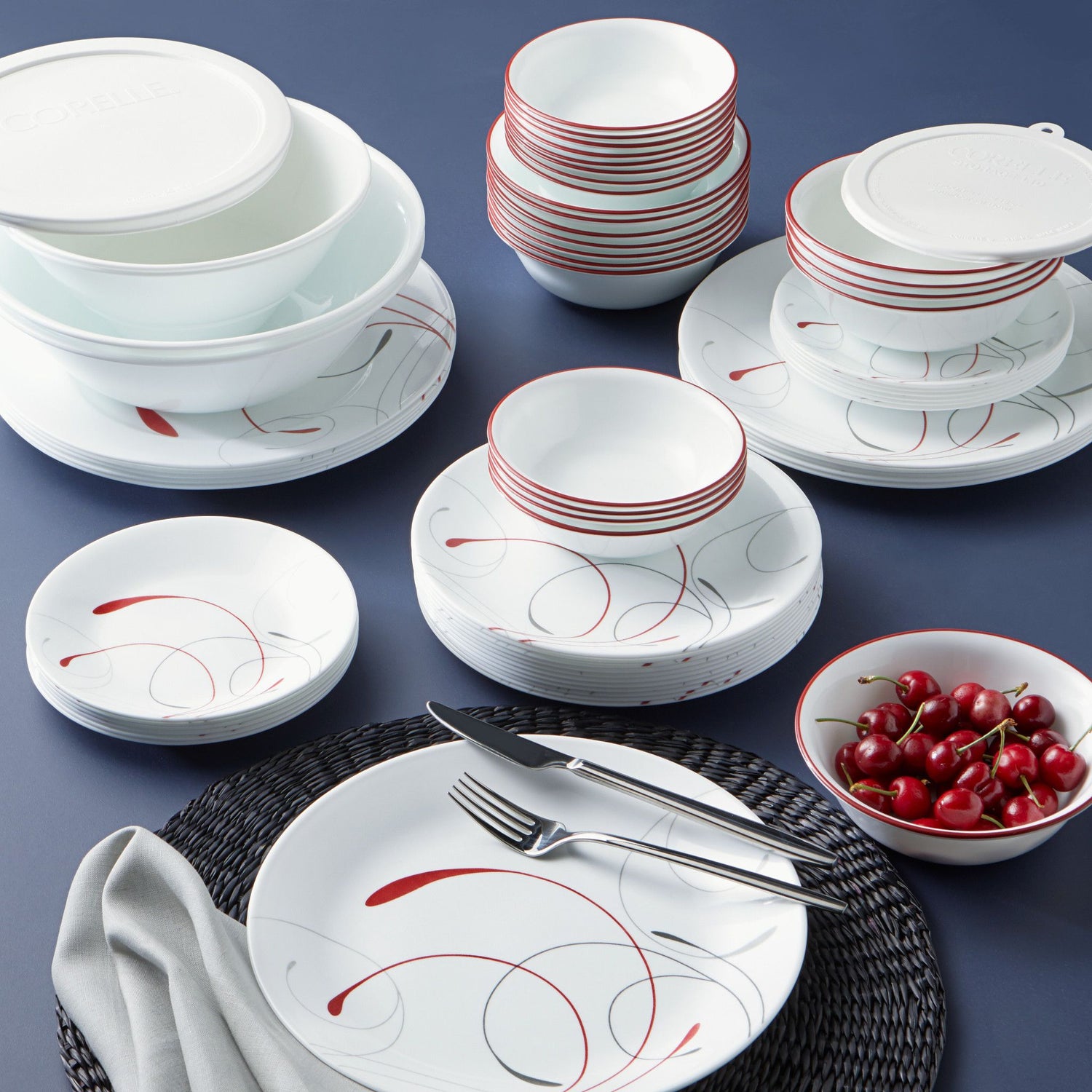  Splendor 78-pc Dinnerware Set stacked on table