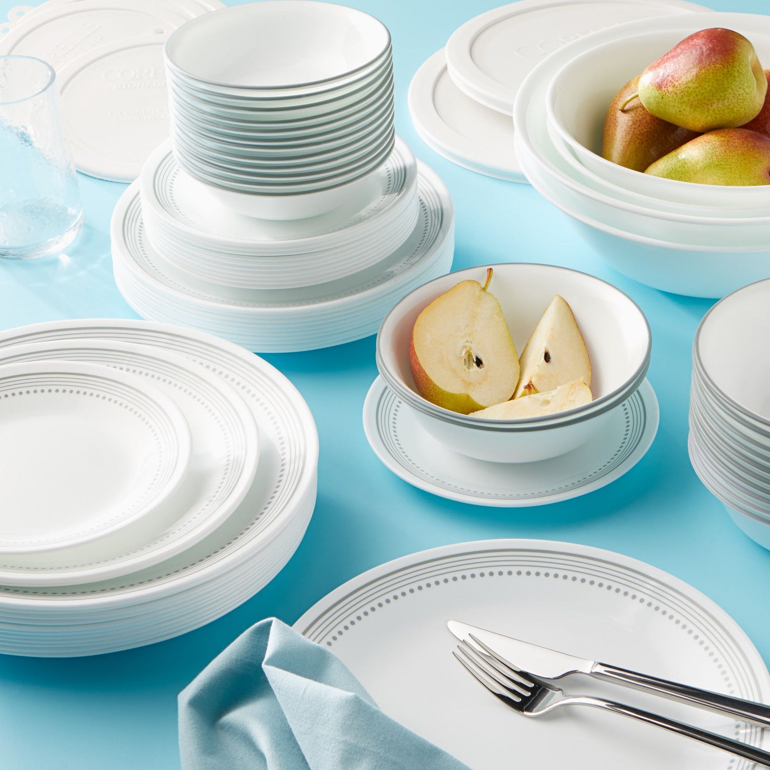  Mystic Gray 78-piece Dinnerware Set, Service for 12 on the table
