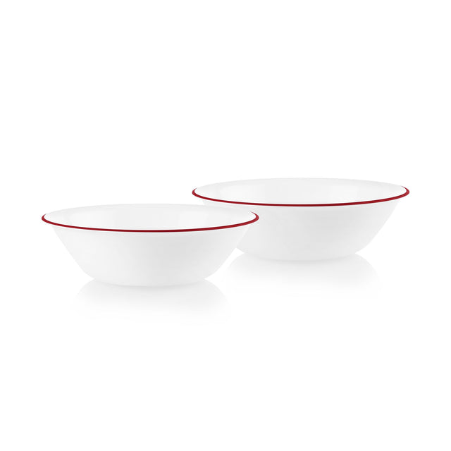 Radiant Red Banded 1-quart Serving Bowl Set, 2-pack 