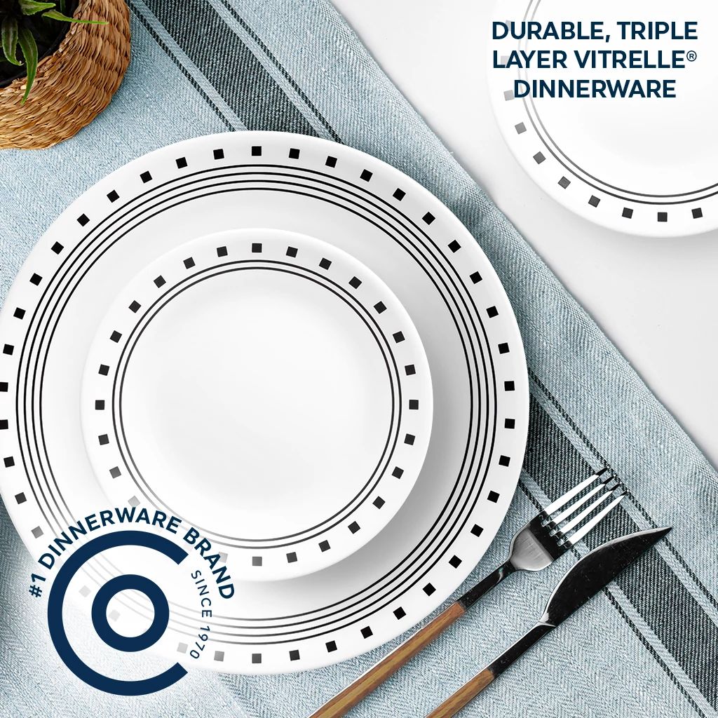  City Block  dinner & appetizer plate with text durable triple layer vitrelle dinnerware