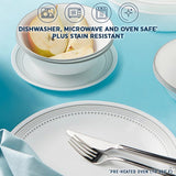  Mystic Gray appetizer plate &amp; cereal bowl with text dishwasher, microwave &amp; ovensafe plus stain resistant