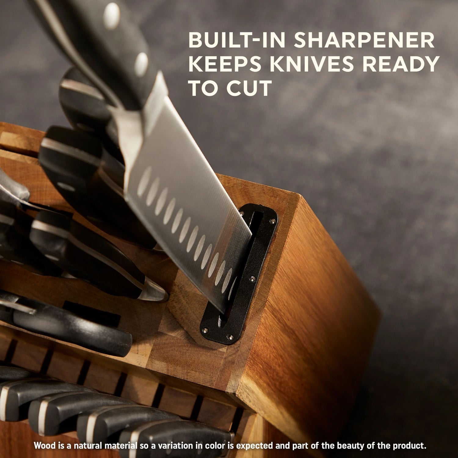  Insignia Classic Block Set with text built-in sharpener keeps knives ready to cut