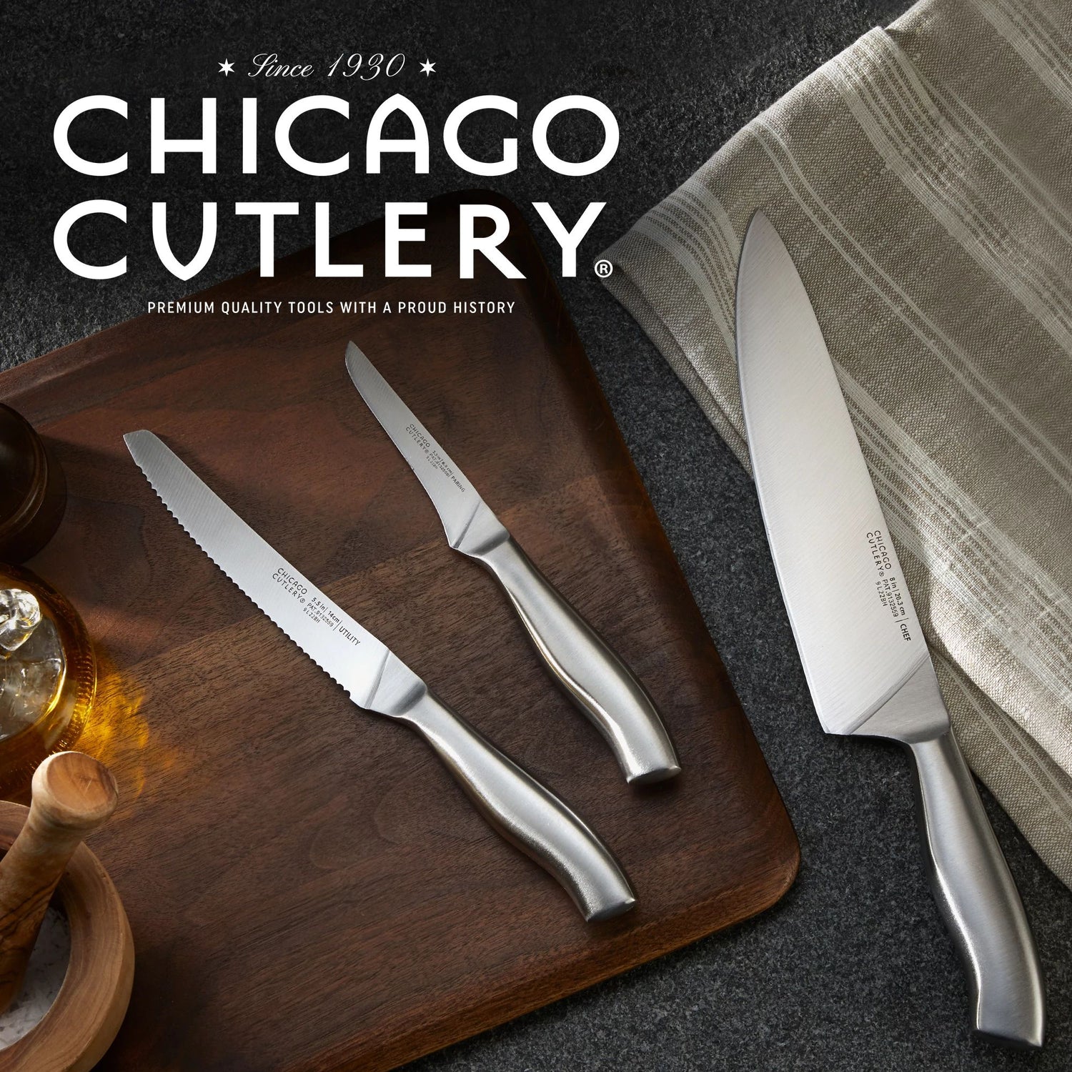  Insignia Steel 3-piece Knife Set on table