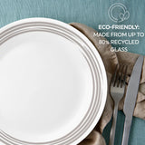  Brushed Silver salad plate with text eco-friendly made from up to 80% recycled glass