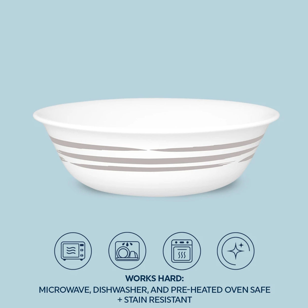  Brushed Silver 18-oz cereal bowl with text works hard microwave,dishwasher &amp; preheated ovensafe &amp; stain resistant