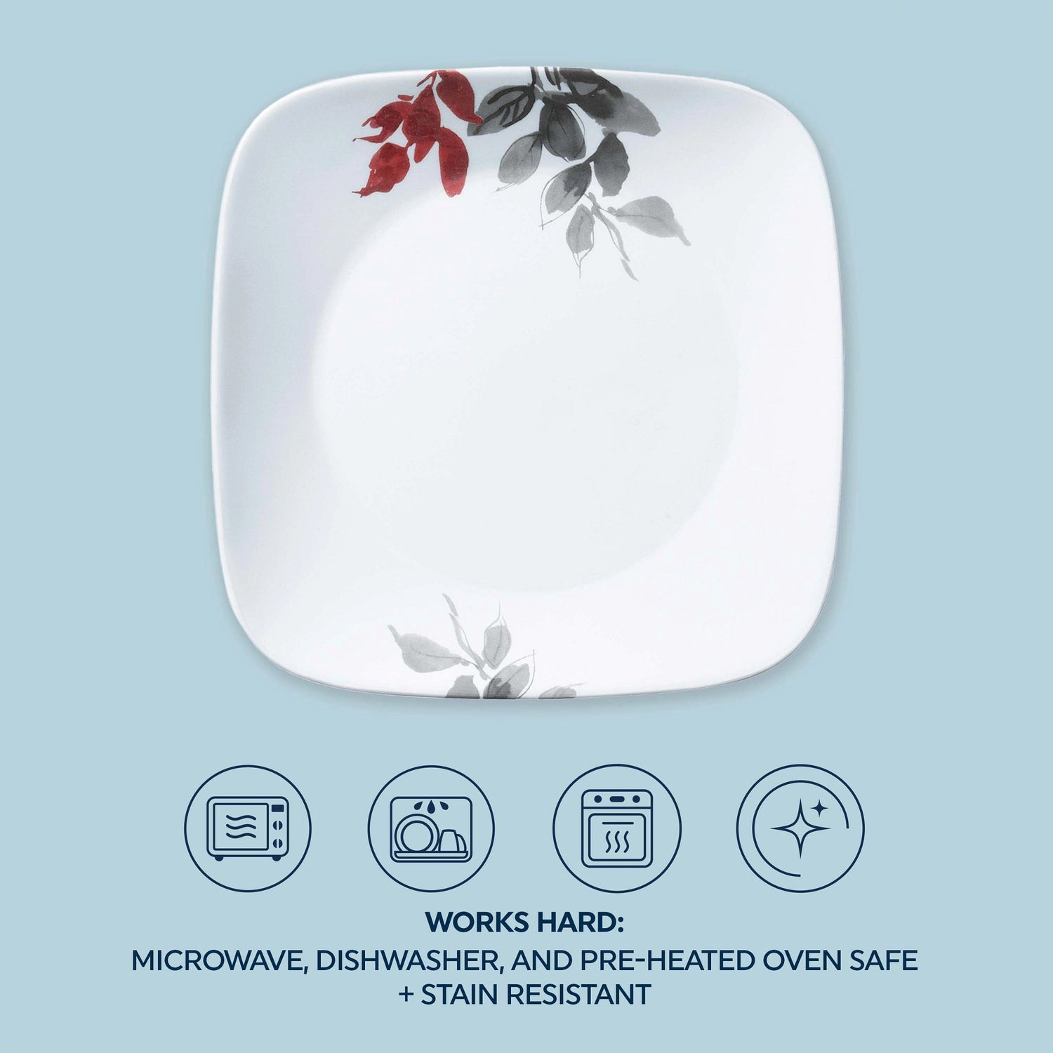  Kyoto Leaves Square dinnerplates with text works hard microwave,dishwasher & preheated oven safe & stain resistant