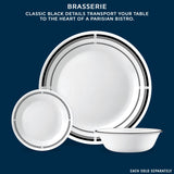  Brasserie dinner &amp; appetizer plate &amp; bowl with text classic black details transport your table to the heart of a partisian bistr