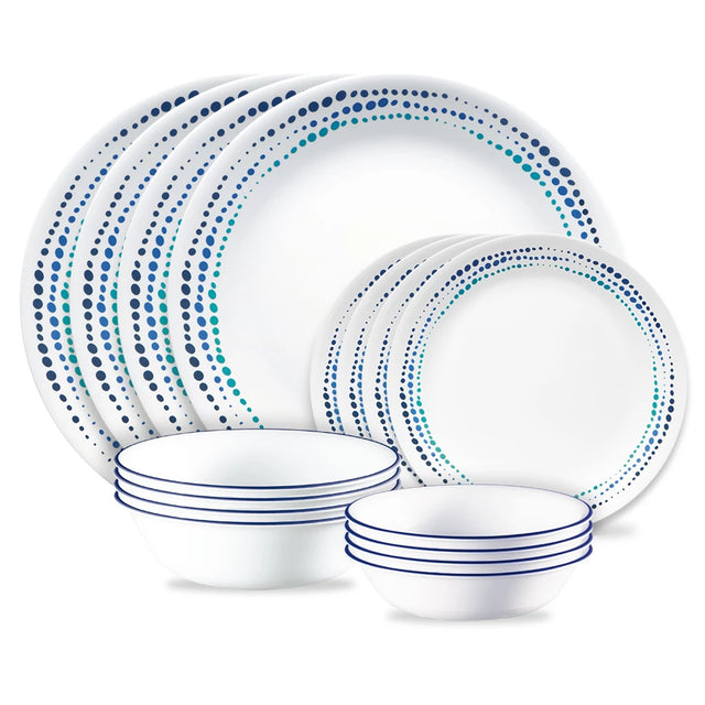 Ocean Blues 16-piece Mugless Dinnerware Set, Service of 4