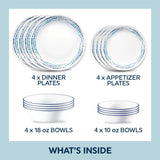  Pictre of 4 each: dinner &amp; appetizer plates &amp; 18-oz &amp; 10-oz bowls