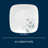  Square Amalie 9" Salad Plate shown with dimension in text
