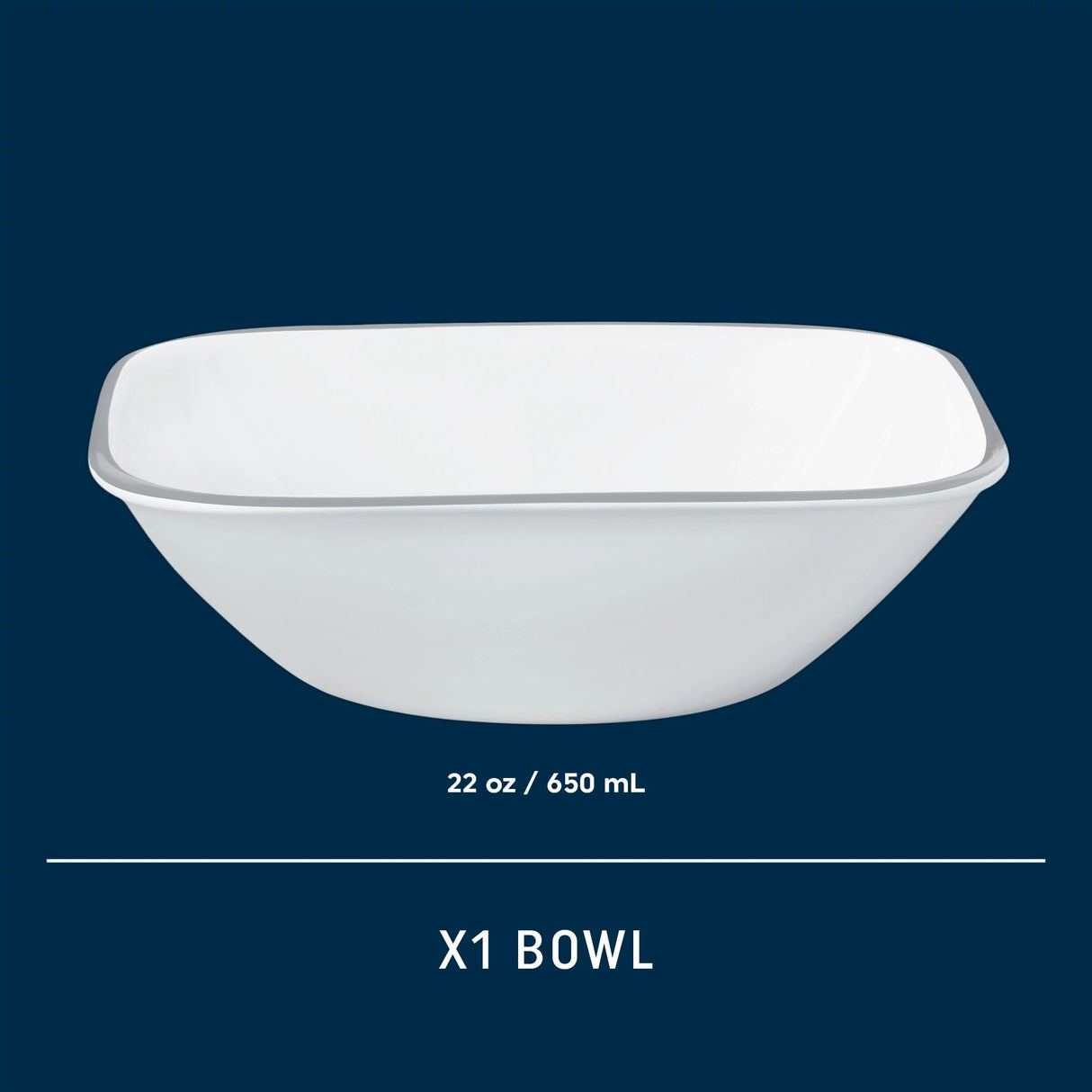  Square Amalie 22-ounce bowl shown with dimension in text