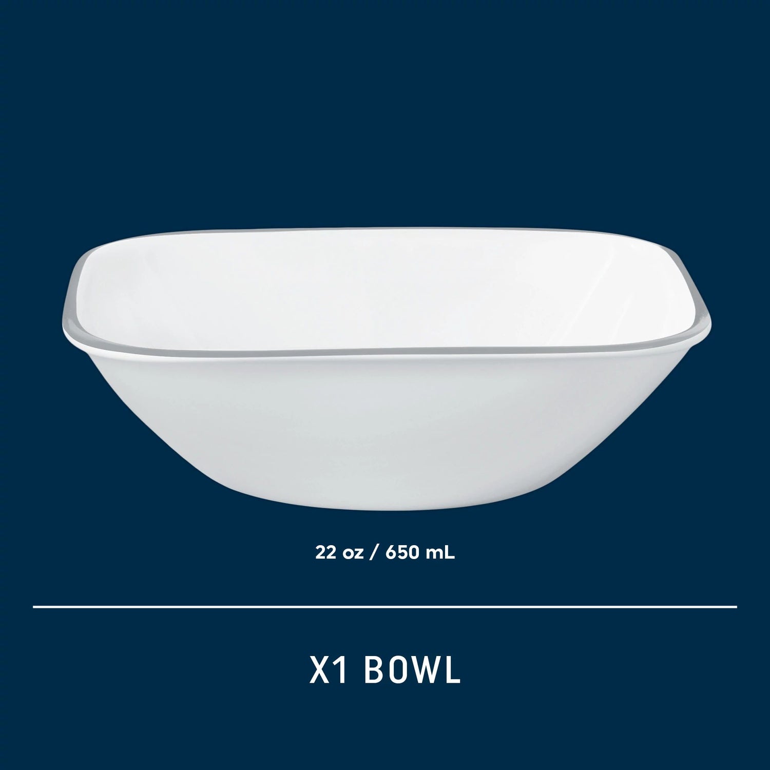  Square Amalie 22-ounce bowl shown with dimension in text