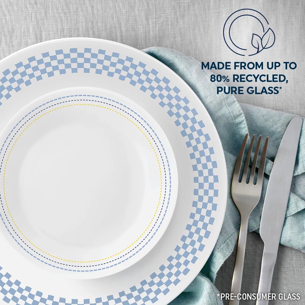  Amelia dinner & appetizer plate with text made from up to 80% recyled pure glass