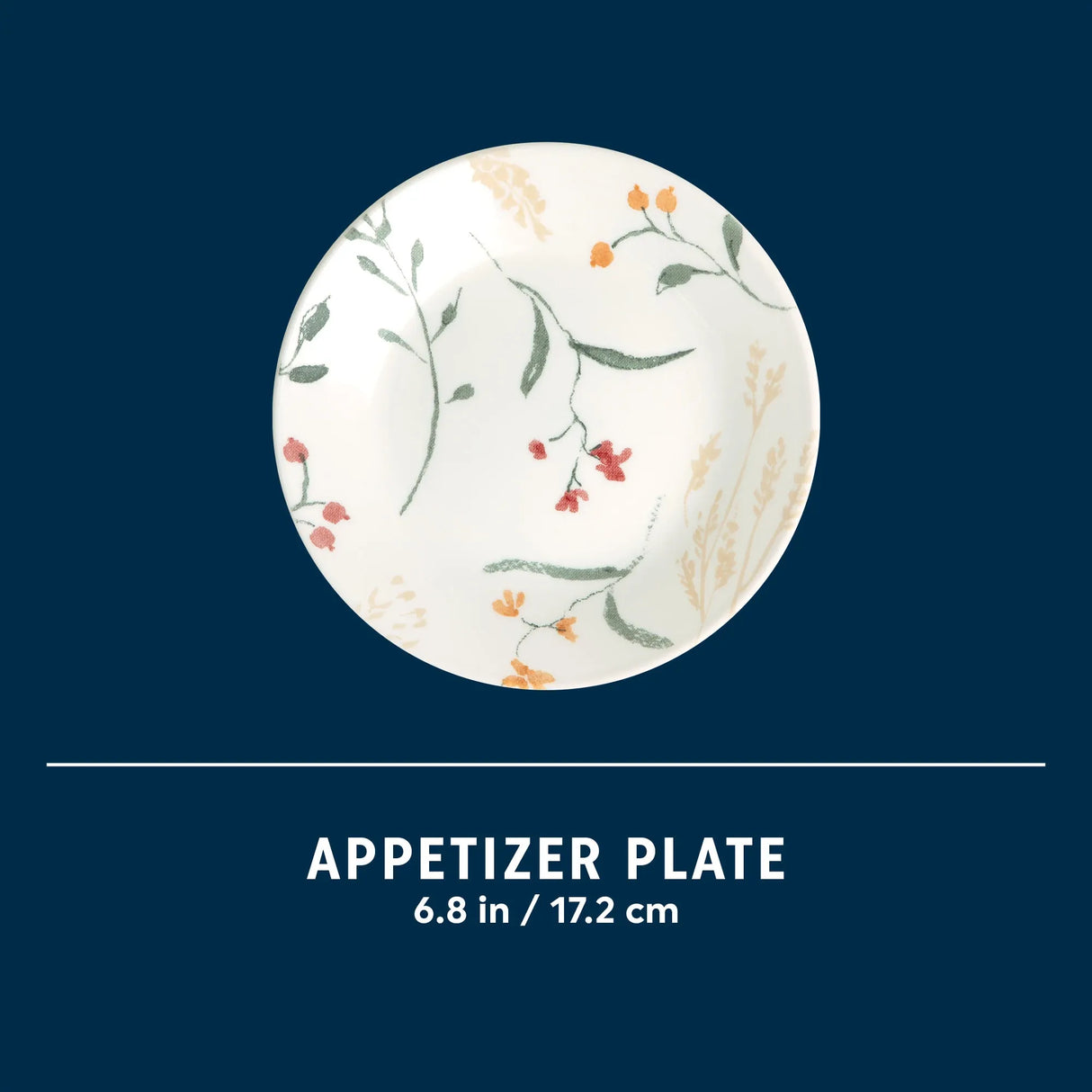  Wildflower Scatter appetizer plate with dimension of 6.8" on photo