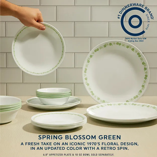  Spring Blossom Green 12-piece Dinnerware Set with text #1 dinnerware brand