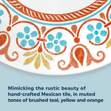  Terracotta Dreams close up view with text mimicking the rustic beauty of hand-crafted Mexican tile in muted tones