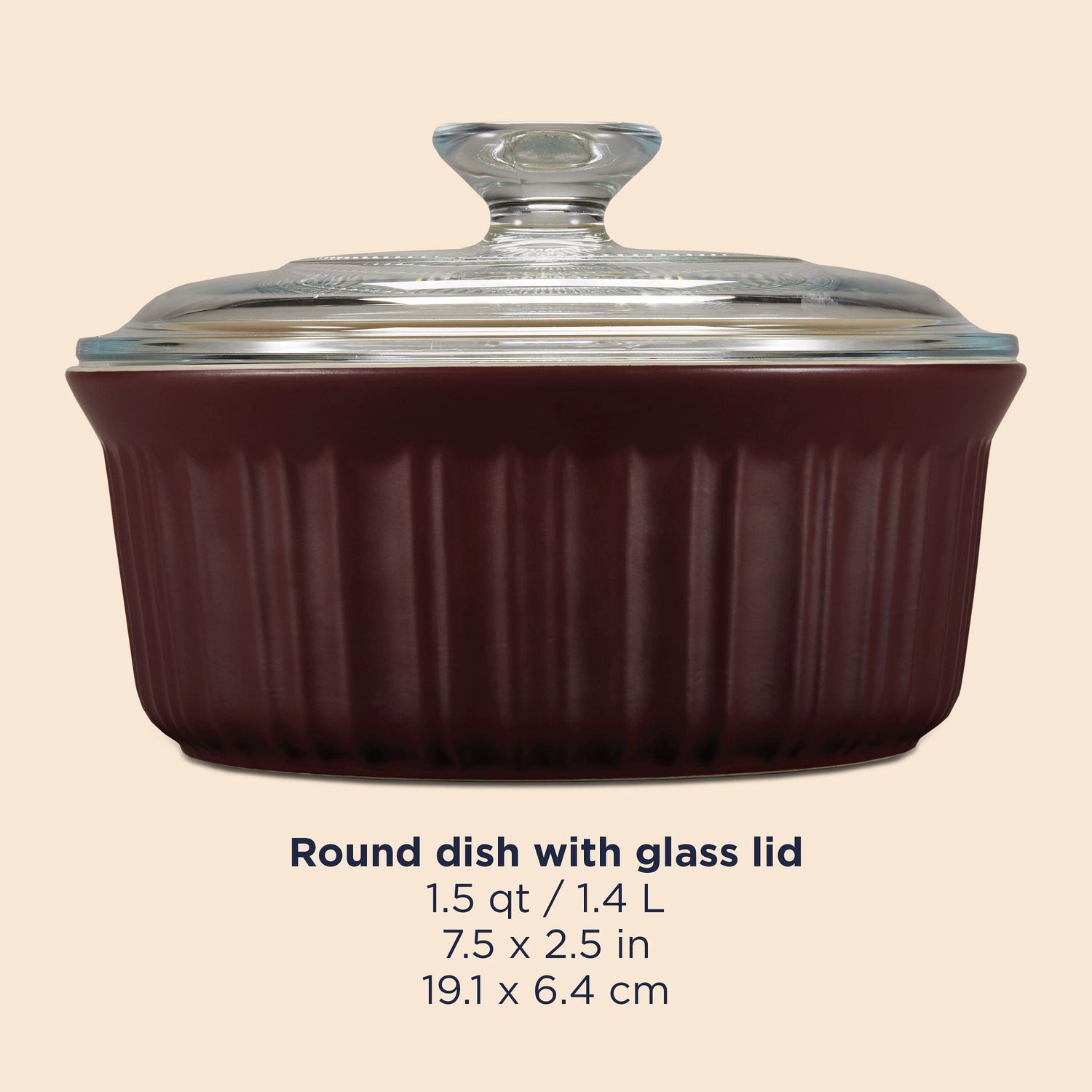  French Colors 1.5-qt baking dish dimensions 7.5